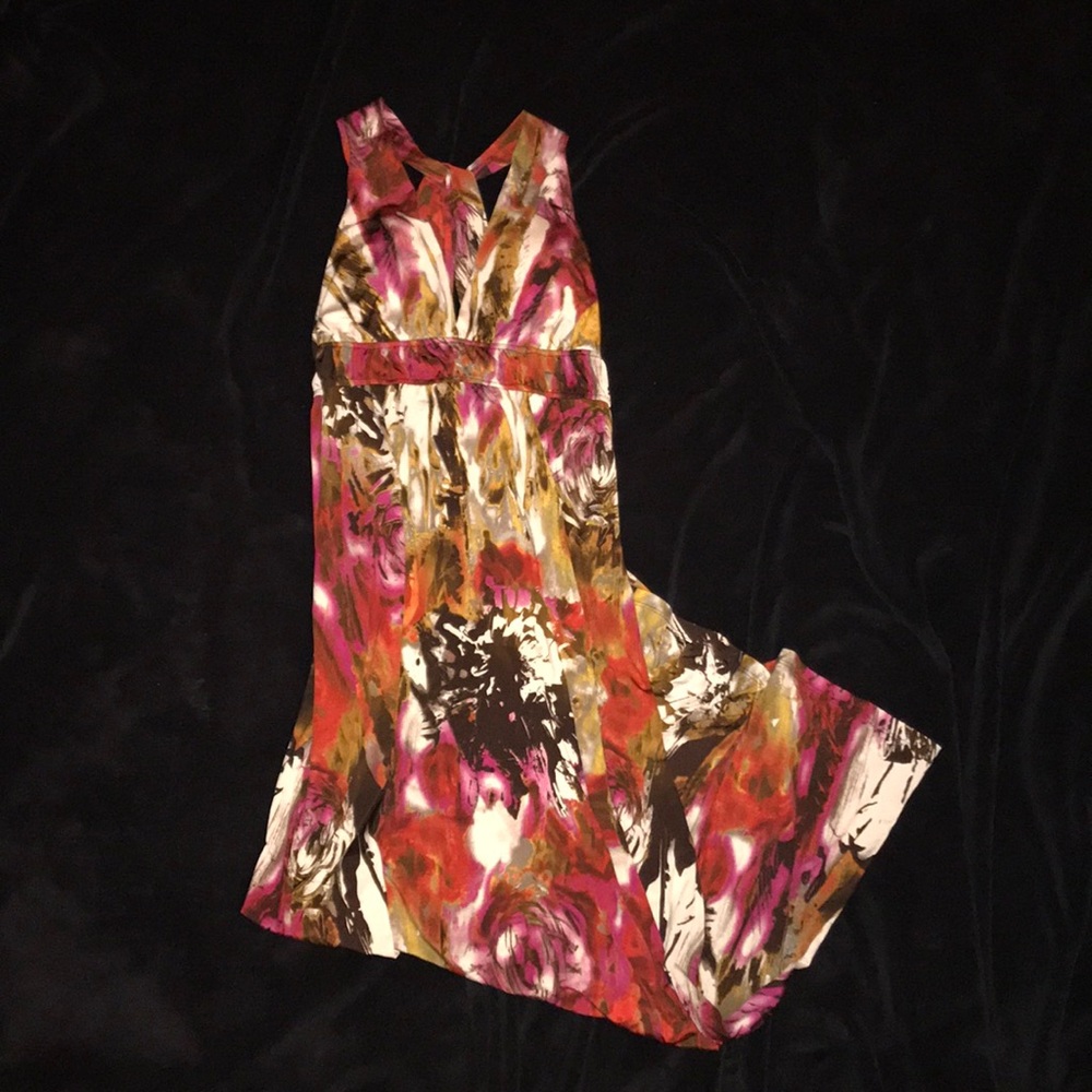 Printed multi print pink/red maxi sundress sz M